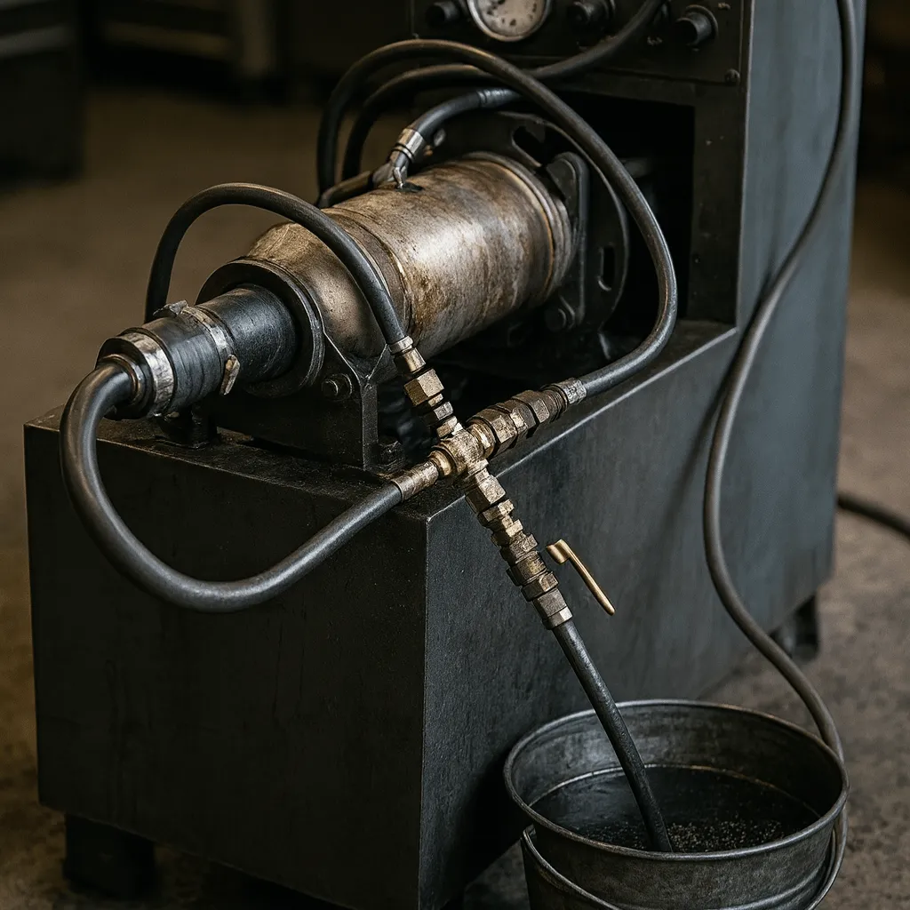Technician performing forced DPF regeneration using professional diagnostic equipment on vehicle engine bay
