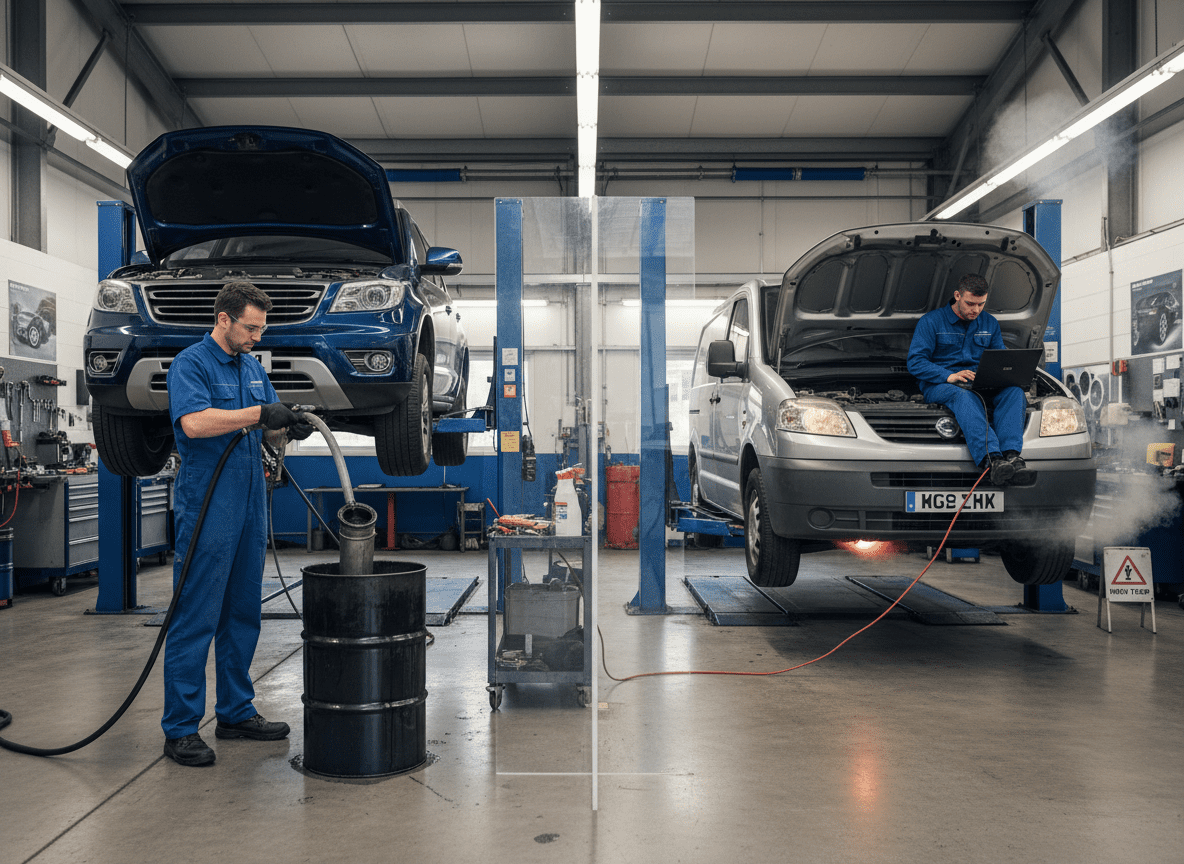 Side-by-side comparison showing the difference between DPF cleaning and DPF regeneration