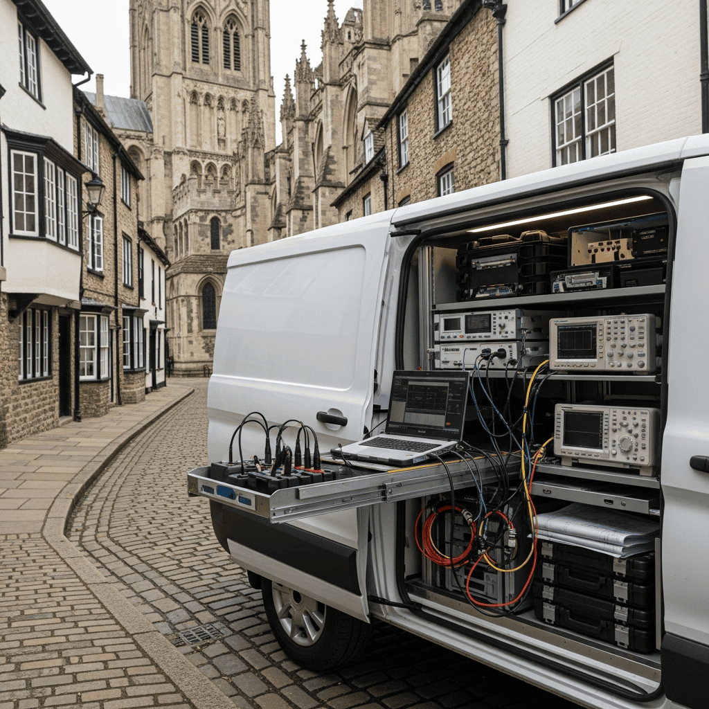 Mobile DPF cleaning specialist van in Worcester city for professional diesel particulate filter service